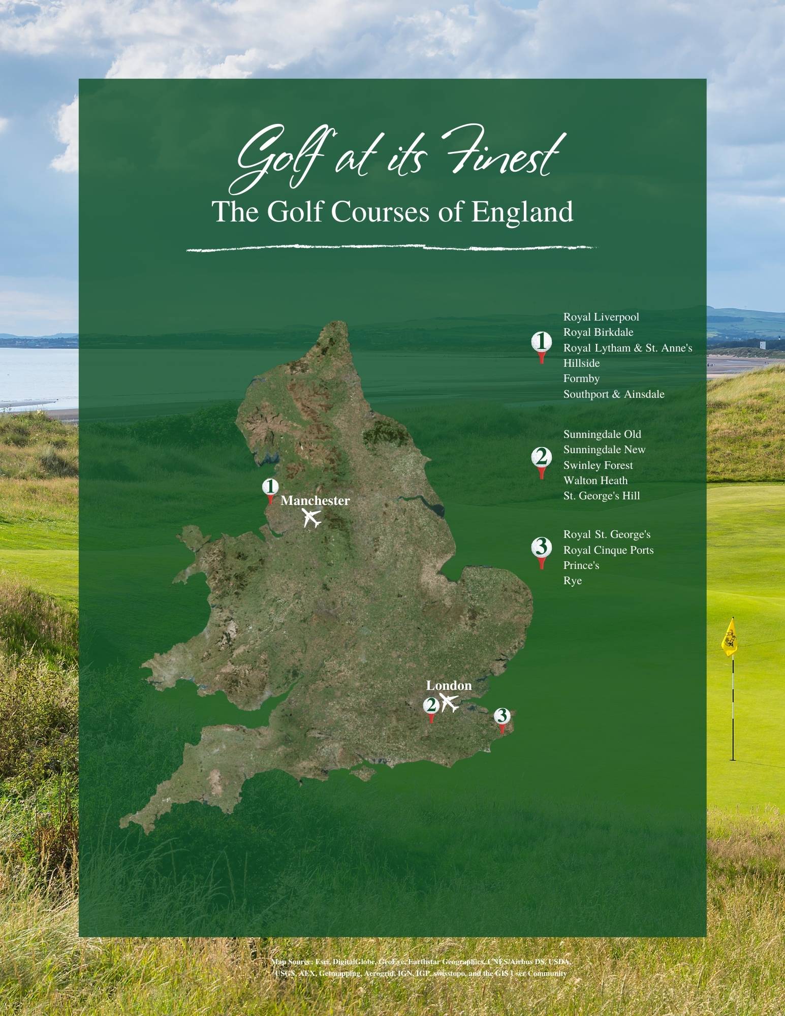 England Golf Courses Map