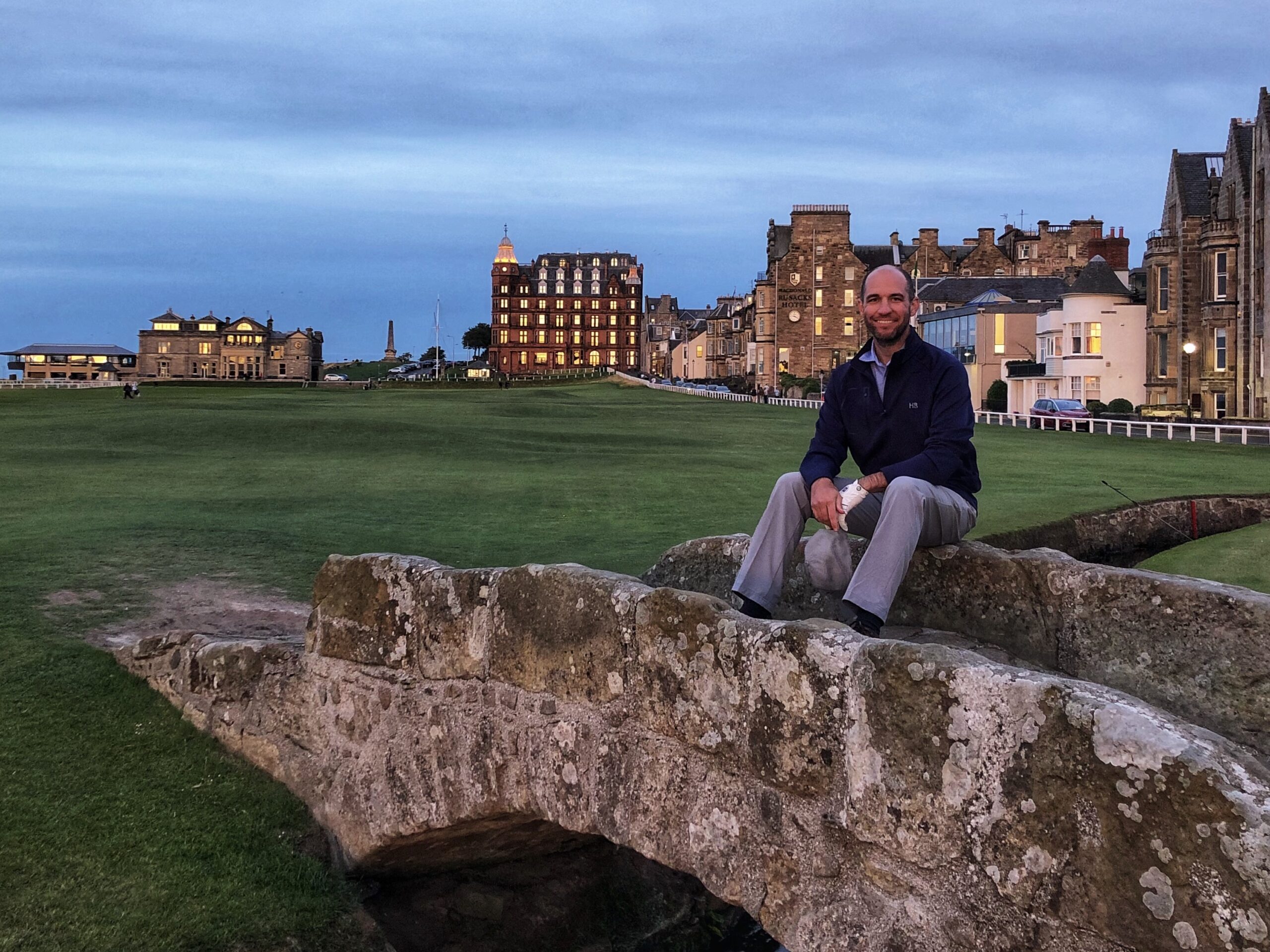 Golfers on Old Course Swilcan Bridge