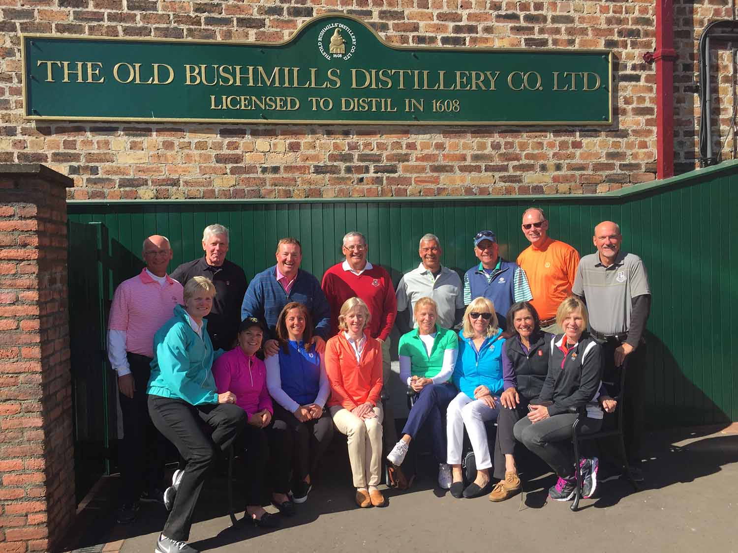 Golfers visiting the Bushmills Distillery