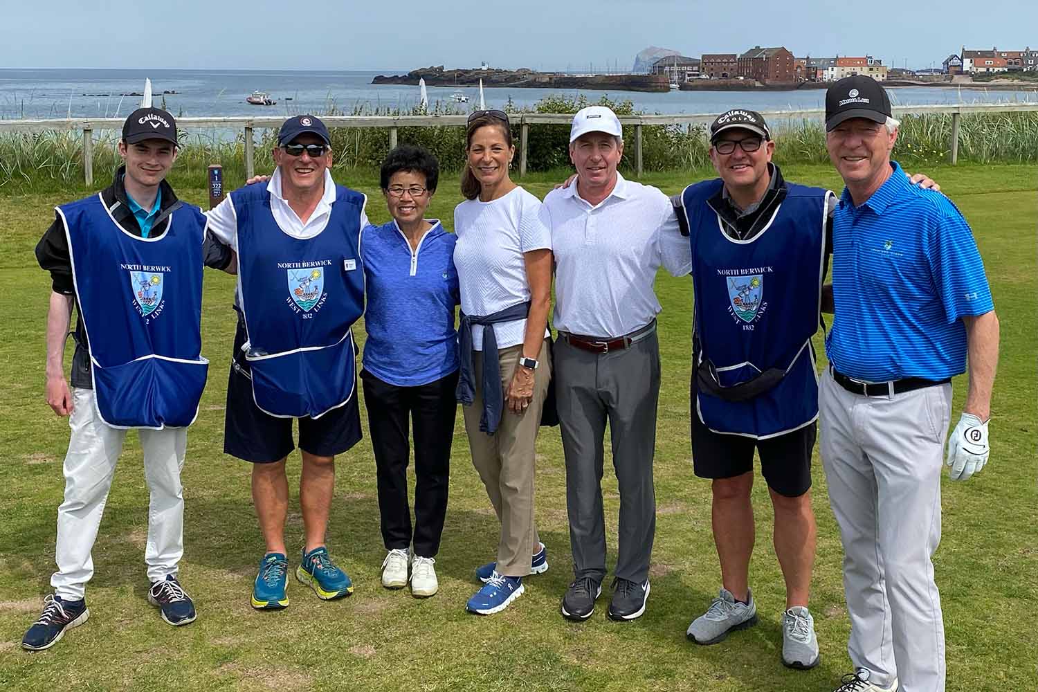 Golfers on 1st tee of North Berwick Golf Club