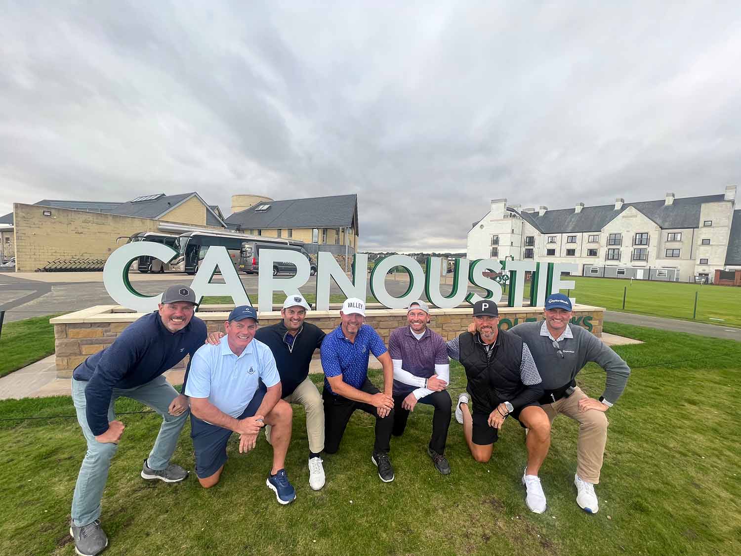 Golfers at Carnoustie on trip planned by a golf travel company