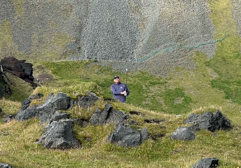 Mike Walters playing golf in Iceland